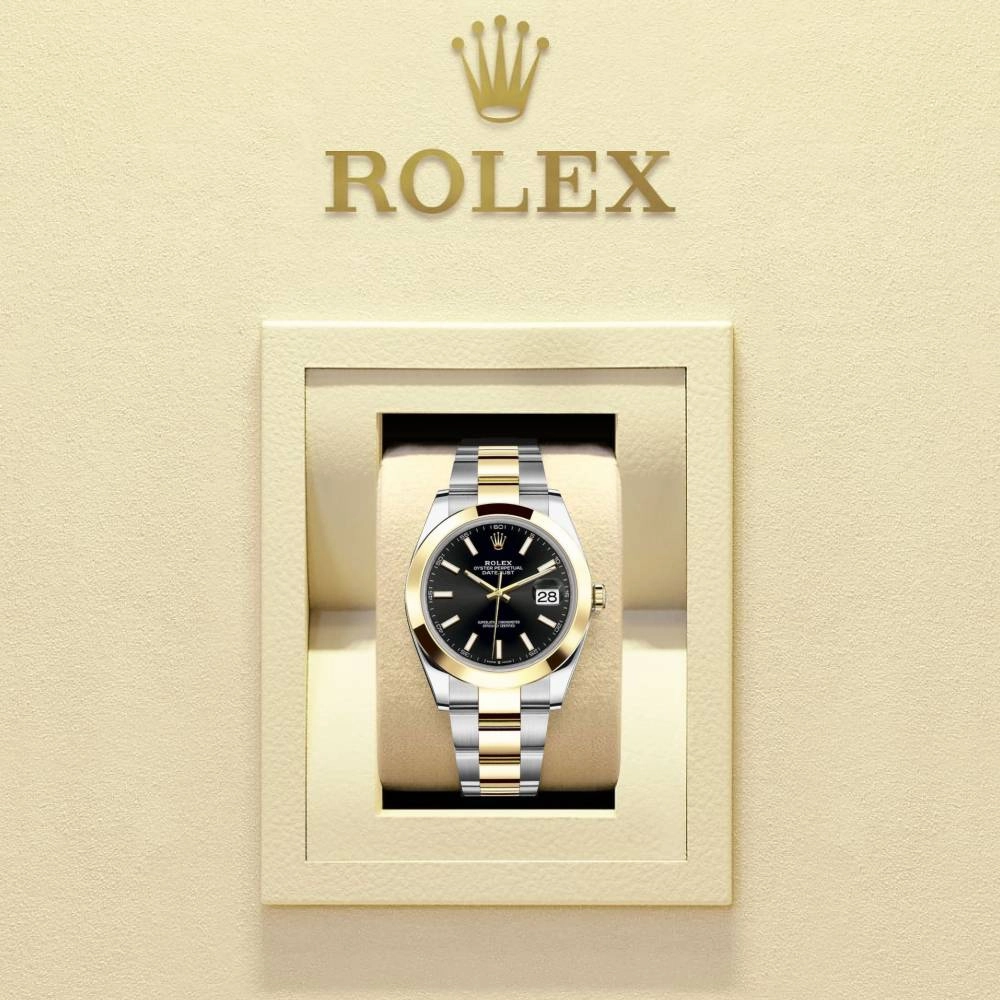 Rolex Datejust 41mm - Ref: 126303-0013 - Black Stick Dial, Two Tone Stainless Steel & 18K Yellow Gold Oyster Bracelet Men's Watch