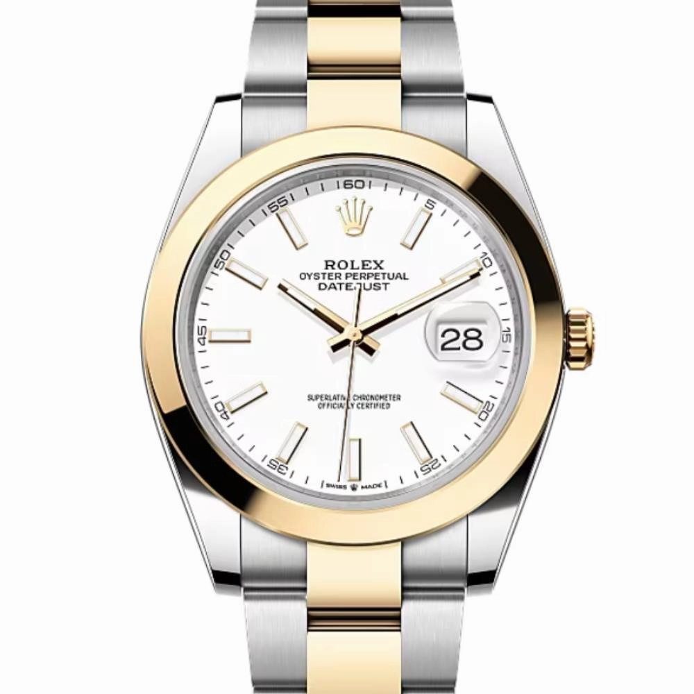 Rolex Datejust 41mm - Ref: 126303-0015 - White Stick Dial, Two Tone Stainless Steel & 18K Yellow Gold Oyster Bracelet Men's Watch