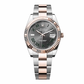 Rolex Datejust 41mm - Ref: 126331-0015 - Slate Grey Wimbledon Roman Dial & Fluted Bezel, Two Tone Stainless Steel & 18K Rose Gold Oyster Bracelet Men's Watch