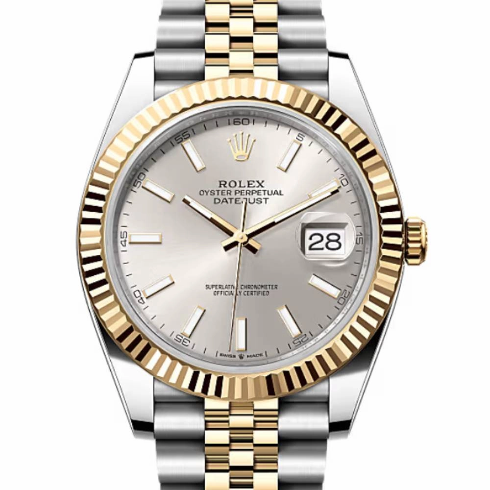 Rolex Datejust 41mm - Ref: 126333-0002 - Silver Diamond Dial, Two Tone Stainless Steel & 18K Yellow Gold Jubilee Bracelet Men's Watch