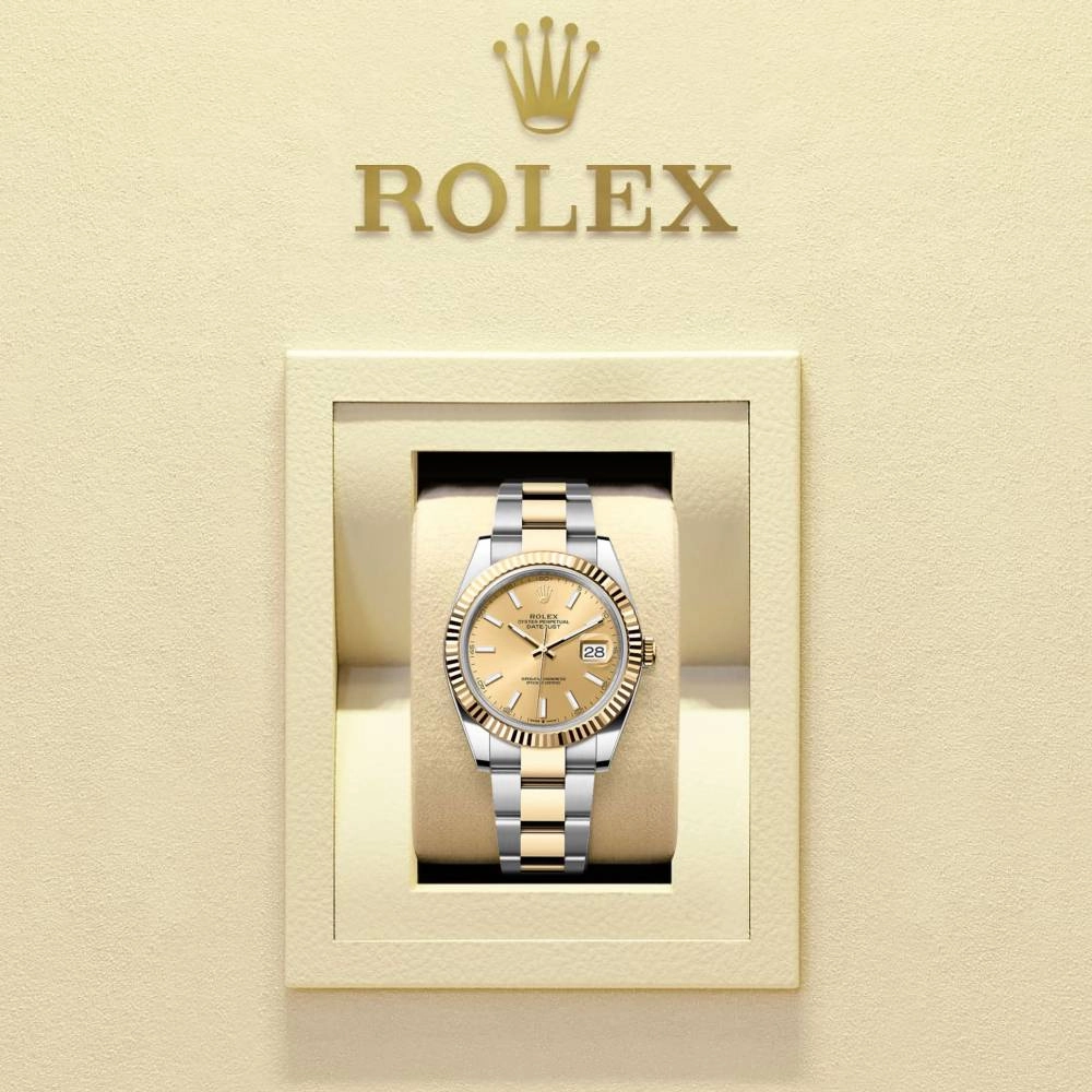 Rolex Datejust 41mm - Ref: 126333-0009 - Champagne Stick Dial, Two Tone Stainless Steel & 18K Yellow Gold Jubilee Bracelet Men's Watch