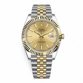 Rolex Datejust 41mm - Ref: 126333-0010 - Champagne Stick Dial, Two Tone Stainless Steel & 18K Yellow Gold Jubilee Bracelet Men's Watch