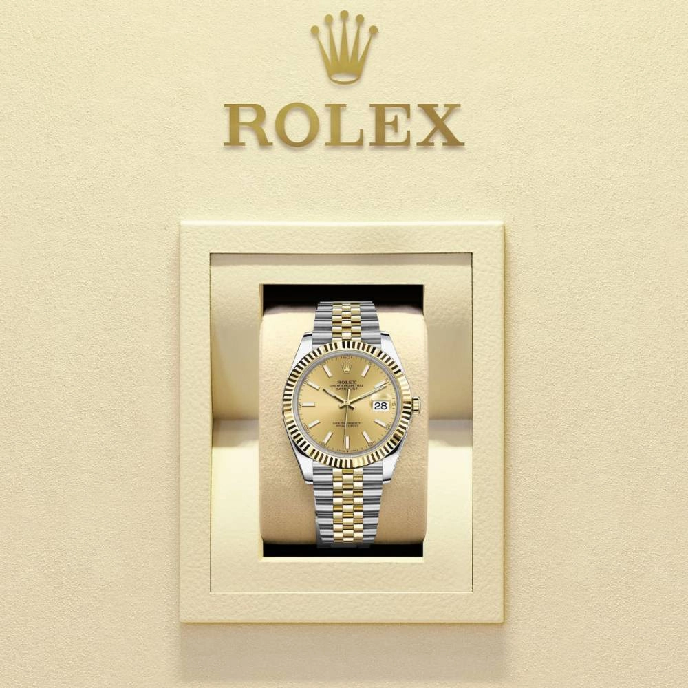 Rolex Datejust 41mm - Ref: 126333-0010 - Champagne Stick Dial, Two Tone Stainless Steel & 18K Yellow Gold Jubilee Bracelet Men's Watch