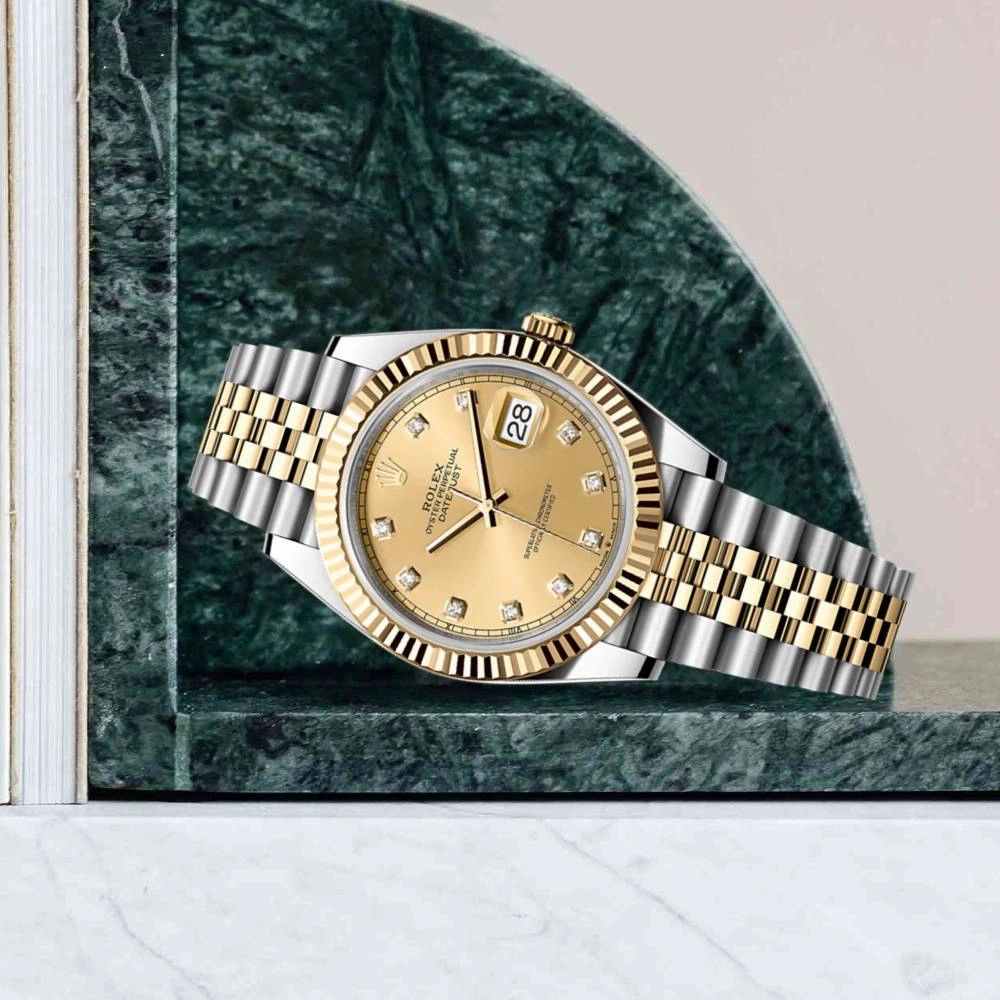 Rolex Datejust 41mm - Ref: 126333-0012 - Champagne Diamond Dial, Two Tone Stainless Steel & 18K Yellow Gold Jubilee Bracelet Men's Watch