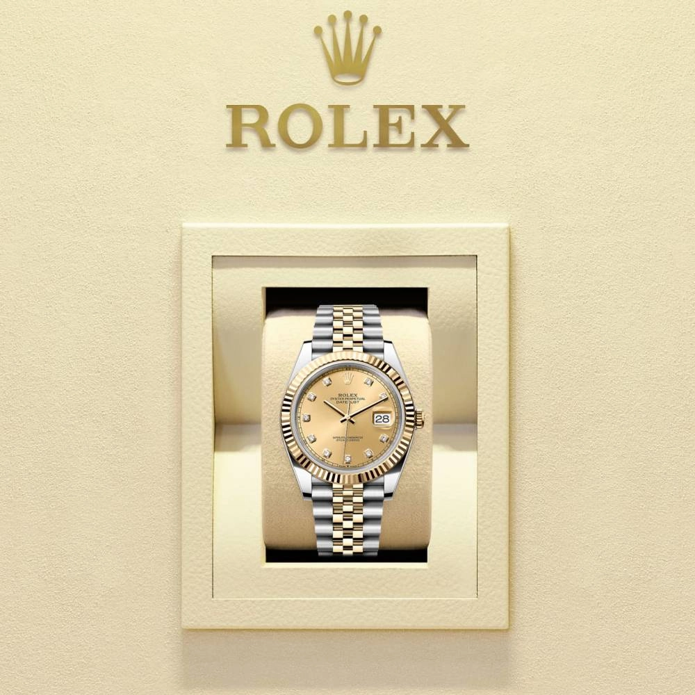 Rolex Datejust 41mm - Ref: 126333-0012 - Champagne Diamond Dial, Two Tone Stainless Steel & 18K Yellow Gold Jubilee Bracelet Men's Watch