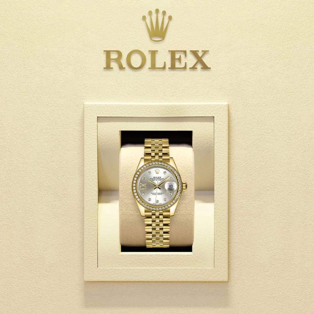 Rolex Lady Datejust 28mm - Ref: 279138rbr-0002 - Silver Dial, 18K Yellow Gold Jubilee Bracelet Women's Watch