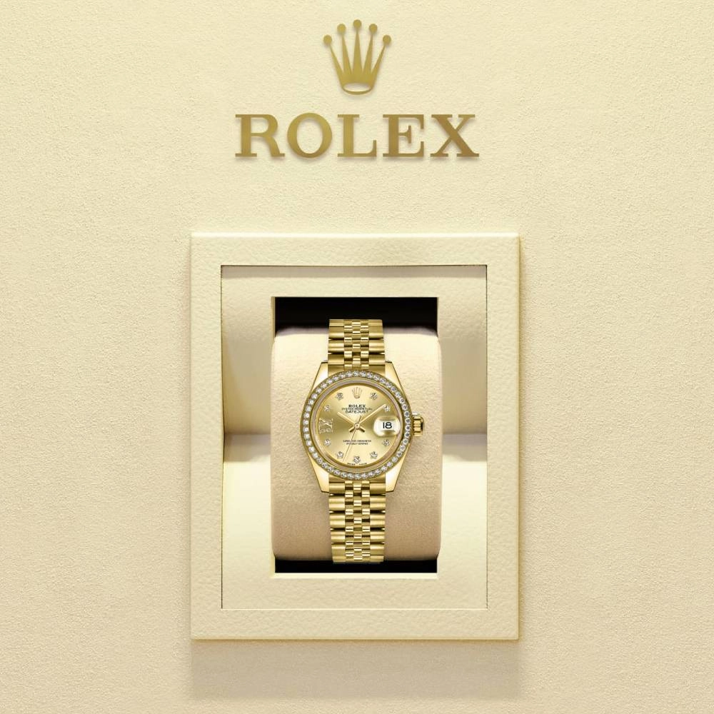 Rolex Lady Datejust 28mm - Ref: 279138rbr-0007 - Champagne Dial, 18K Yellow Gold Jubilee Bracelet Women's Watch