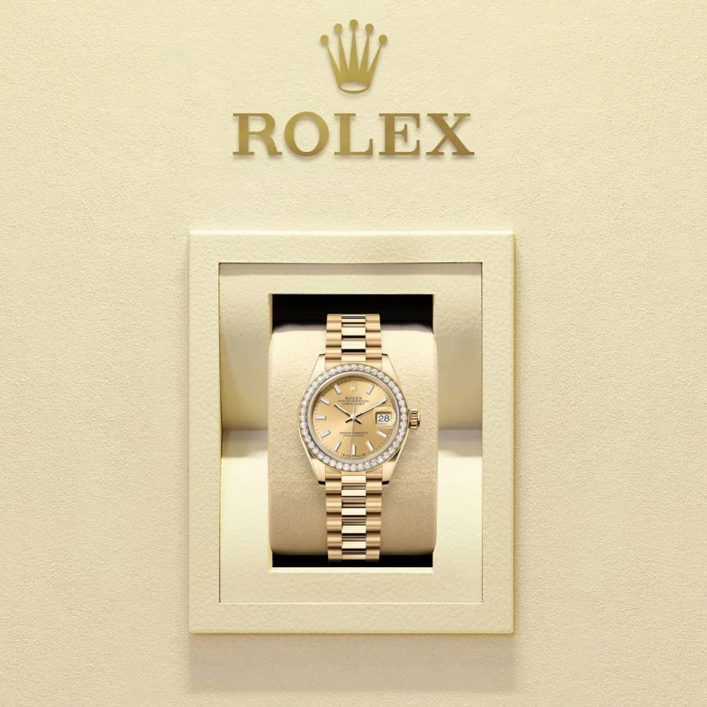 Rolex Lady Datejust 28mm - Ref: 279138rbr-0014 - Champagne Dial, 18K Yellow Gold President Bracelet Women's Watch