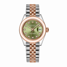 Rolex Lady-Datejust 28mm - Ref: 279161-0007 - Green Diamond Dial, Two Tone Stainless Steel & 18K Rose Gold Jubilee Bracelet Women's Watch