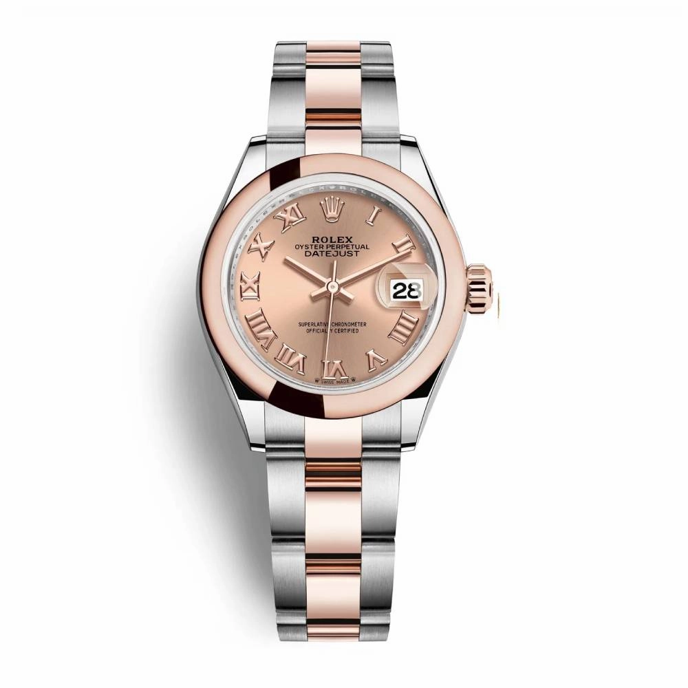 Rolex Lady-Datejust 28mm - Ref: 279161-0026 - Rose Roman Dial, Two Tone Stainless Steel & 18K Rose Gold Oyster Bracelet Women's Watch