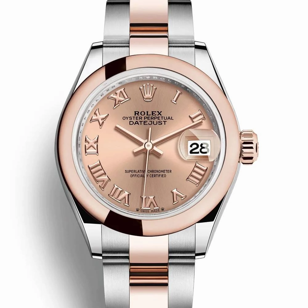 Rolex Lady-Datejust 28mm - Ref: 279161-0026 - Rose Roman Dial, Two Tone Stainless Steel & 18K Rose Gold Oyster Bracelet Women's Watch