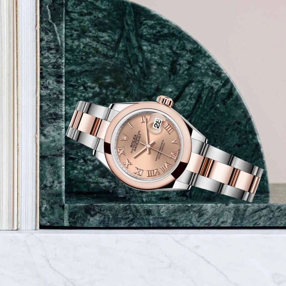 Rolex Lady-Datejust 28mm - Ref: 279161-0026 - Rose Roman Dial, Two Tone Stainless Steel & 18K Rose Gold Oyster Bracelet Women's Watch