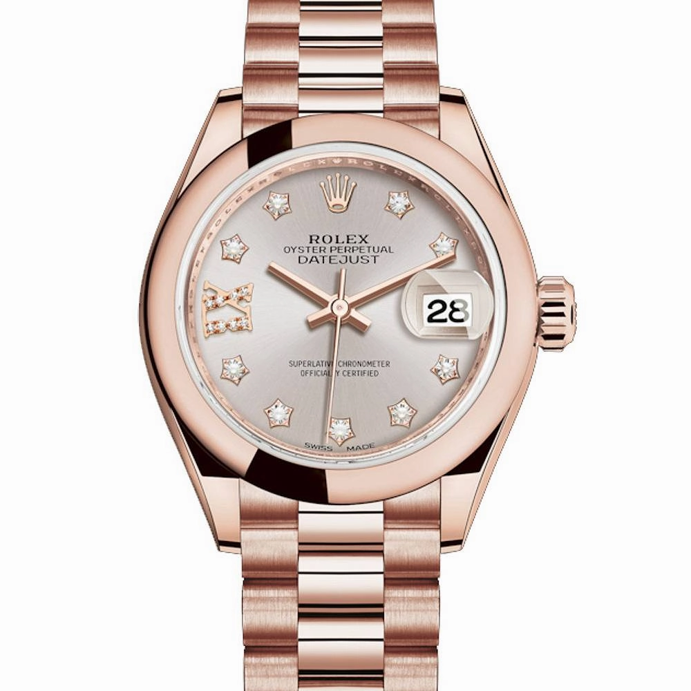 Rolex Lady Datejust 28mm - Ref: 279165-0005 - Sundust Dial, 18K Rose Gold President Bracelet Women's Watch
