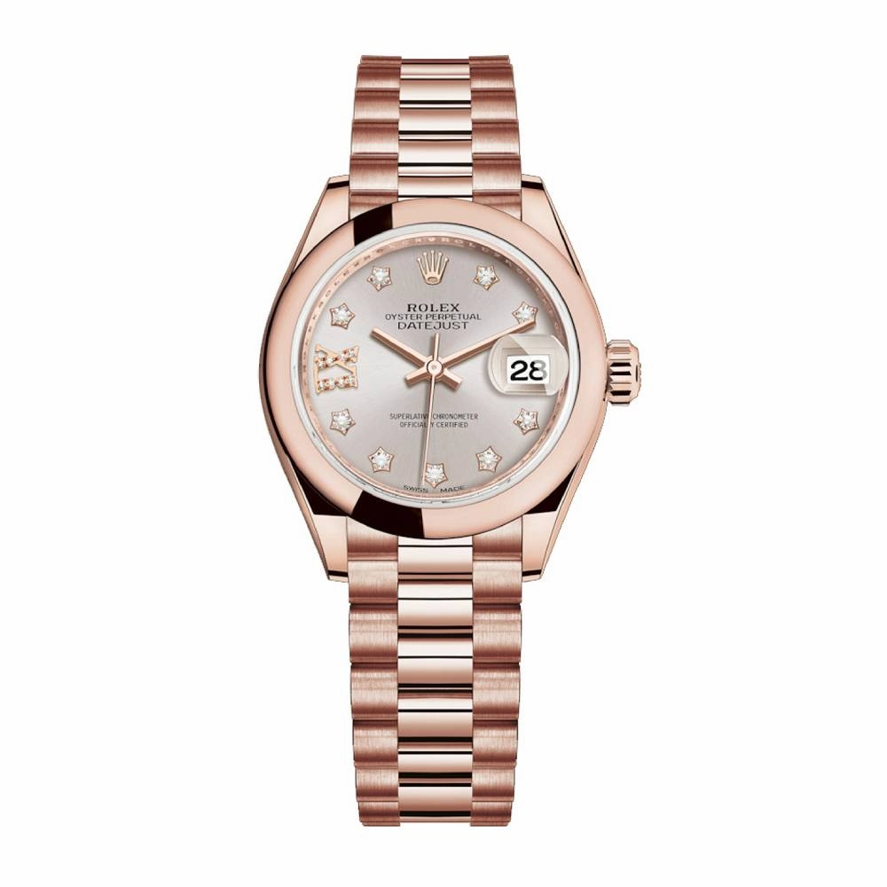 Rolex Lady Datejust 28mm - Ref: 279165-0005 - Sundust Dial, 18K Rose Gold President Bracelet Women's Watch