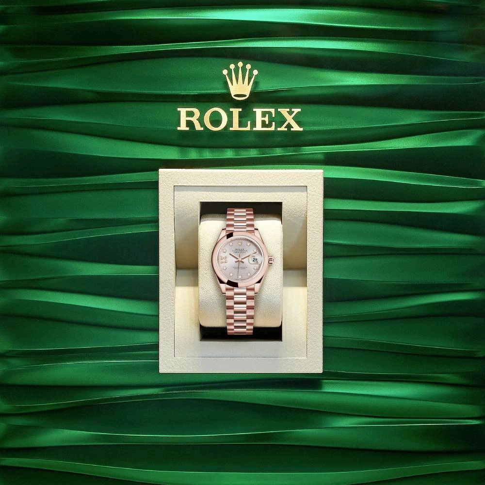 Rolex Lady Datejust 28mm - Ref: 279165-0005 - Sundust Dial, 18K Rose Gold President Bracelet Women's Watch