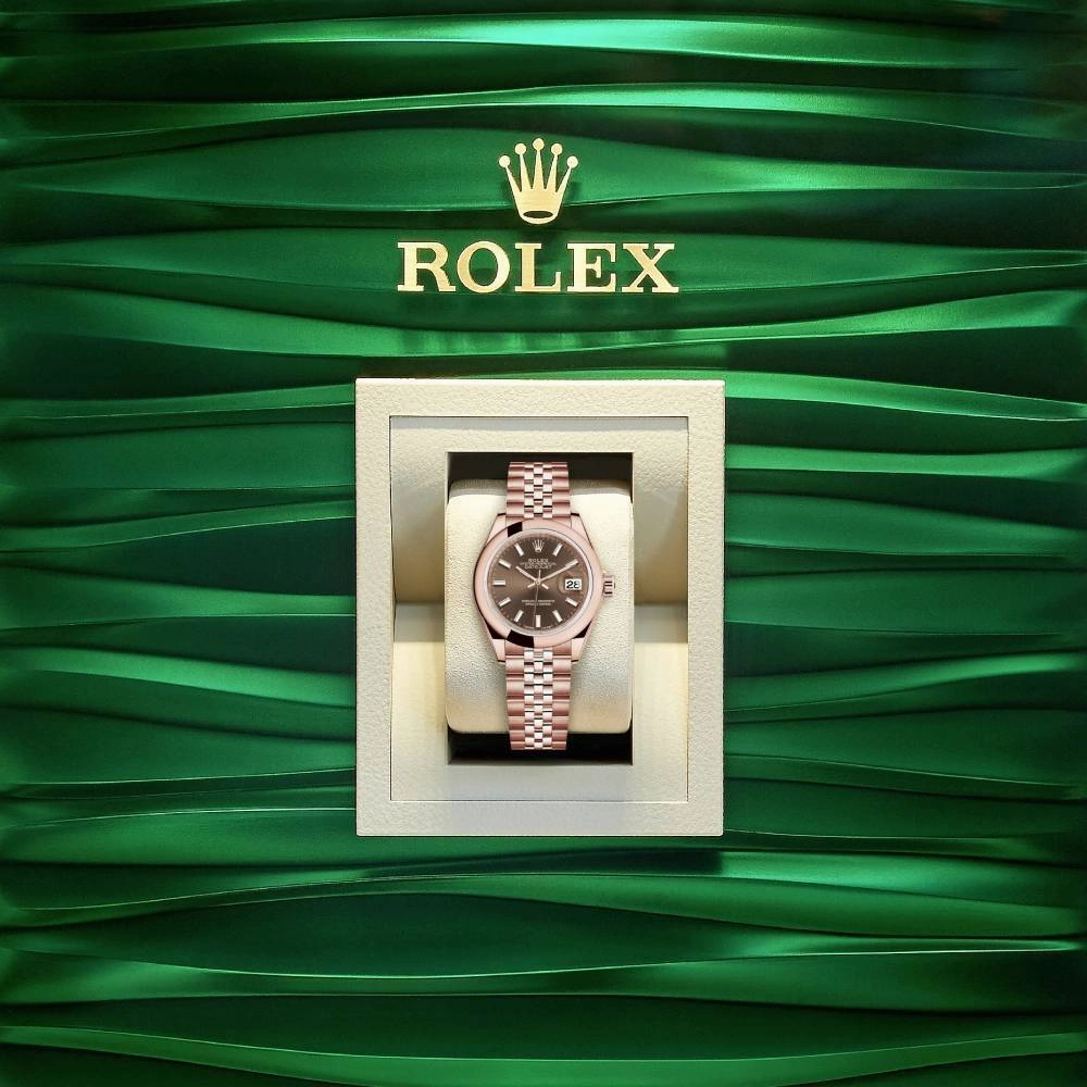 Rolex Lady Datejust 28mm - Ref: 279165-0008 - Chocolate Dial, 18K Rose Gold Jubilee Bracelet Women's Watch