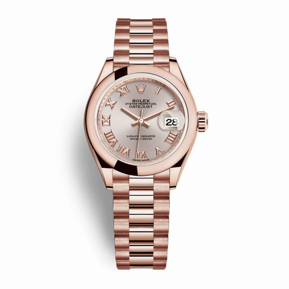 Rolex Lady Datejust 28mm - Ref: 279165-0009 - Sundust Dial, 18K Rose Gold President Bracelet Women's Watch