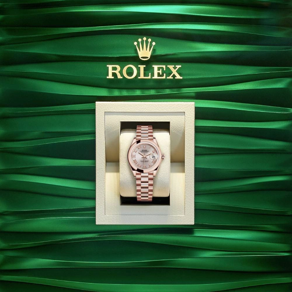 Rolex Lady Datejust 28mm - Ref: 279165-0009 - Sundust Dial, 18K Rose Gold President Bracelet Women's Watch
