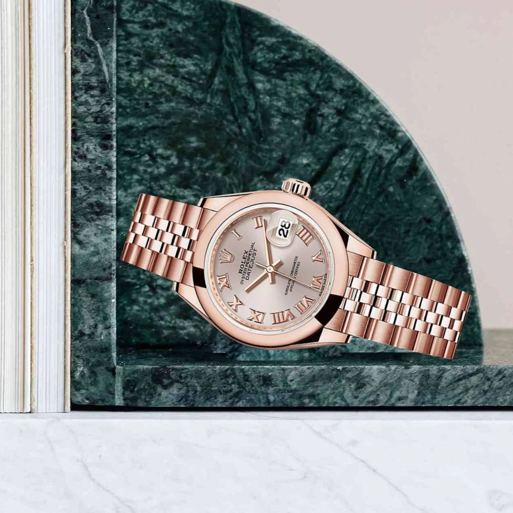 Rolex Lady Datejust 28mm - Ref: 279165-0010 - Sundust Dial, 18K Rose Gold Jubilee Bracelet Women's Watch