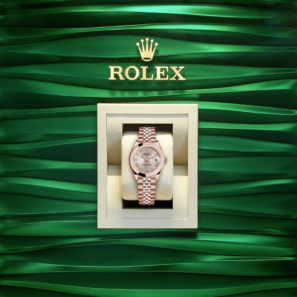 Rolex Lady Datejust 28mm - Ref: 279165-0010 - Sundust Dial, 18K Rose Gold Jubilee Bracelet Women's Watch