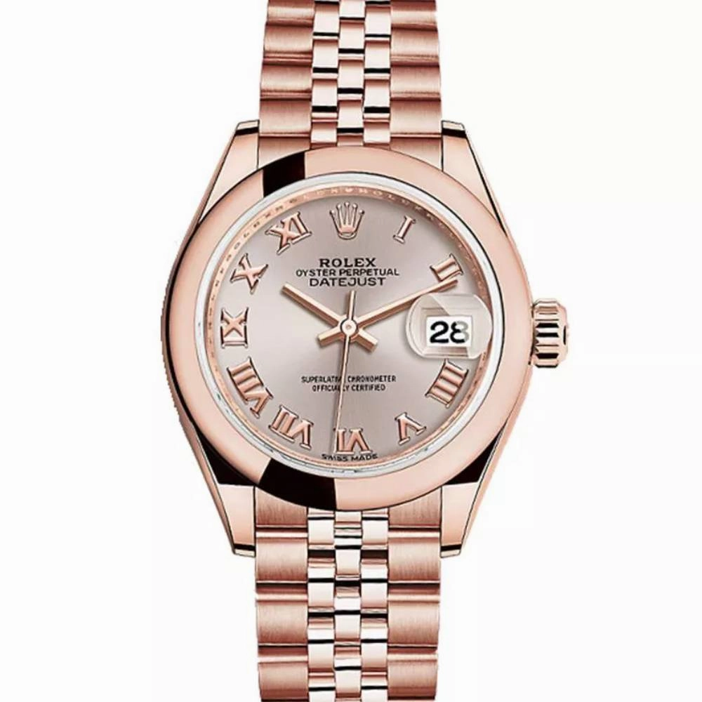 Rolex Lady Datejust 28mm - Ref: 279165-0010 - Sundust Dial, 18K Rose Gold Jubilee Bracelet Women's Watch