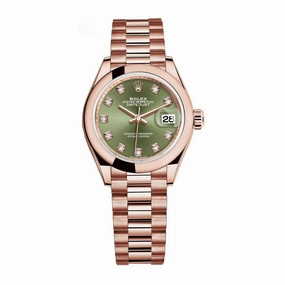 Rolex Lady Datejust 28mm - Ref: 279165-0011 - Green Dial, 18K Rose Gold President Bracelet Women's Watch