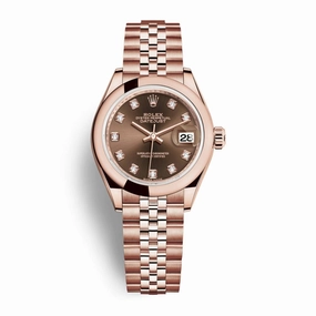 Rolex Lady Datejust 28mm - Ref: 279165-0016 - Chocolate Dial, 18K Rose Gold Jubilee Bracelet Women's Watch
