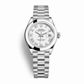 Rolex Lady-Datejust 28mm - Ref: 279166-0013 - White Roman Dial, Platinum President Bracelet Women's Watch