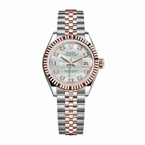 Rolex Lady-Datejust 28mm - Ref: 279171-0013 - White Mother of Pearl Diamond Dial, Two Tone Stainless Steel & 18K Rose Gold Jubilee Bracelet Women's Watch