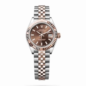 Rolex Lady-Datejust 28mm - Ref: 279171-0017 - Chocolate Stick Dial, Two Tone Stainless Steel & 18K Rose Gold Jubilee Bracelet Women's Watch