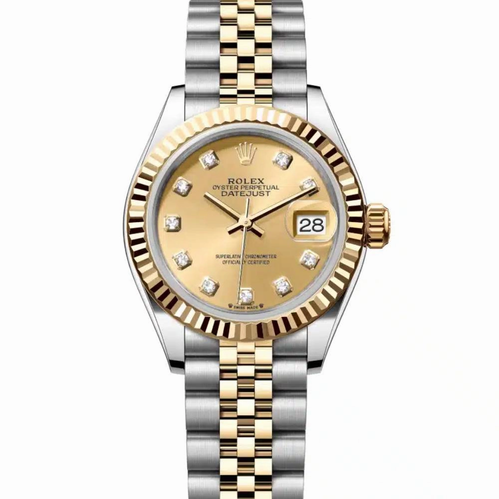 Rolex Lady-Datejust 28mm - Ref: 279173-0011 - Champagne Roman Dial, Two Tone Stainless Steel & 18K Yellow Gold Jubilee Bracelet Women's Watch