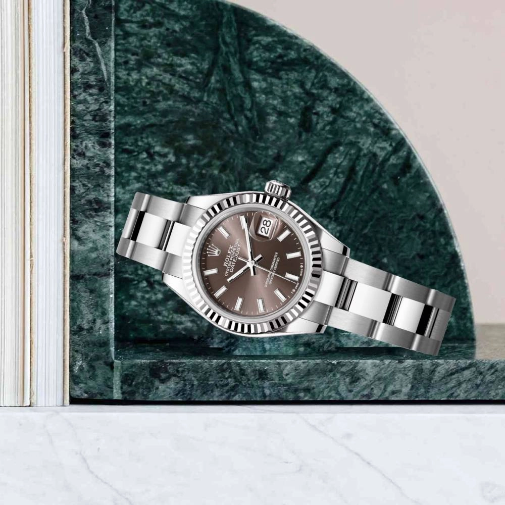 Rolex Lady-Datejust 28mm - Ref: 279174-0012 - Dark Grey Diamond Dial, Stainless Steel Oyster Bracelet Women's Watch