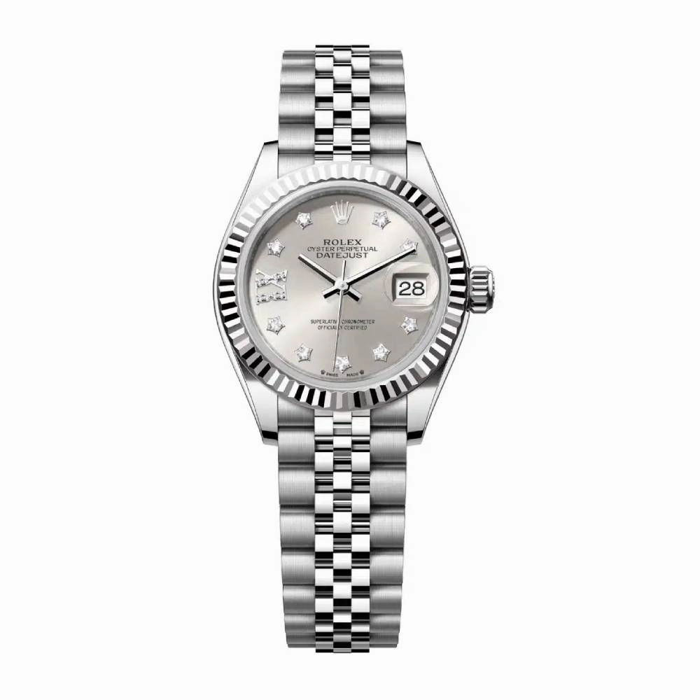 Rolex Lady-Datejust 28mm - Ref: 279174-0021 - Silver Diamond Dial, Stainless Steel Jubilee Bracelet Women's Watch