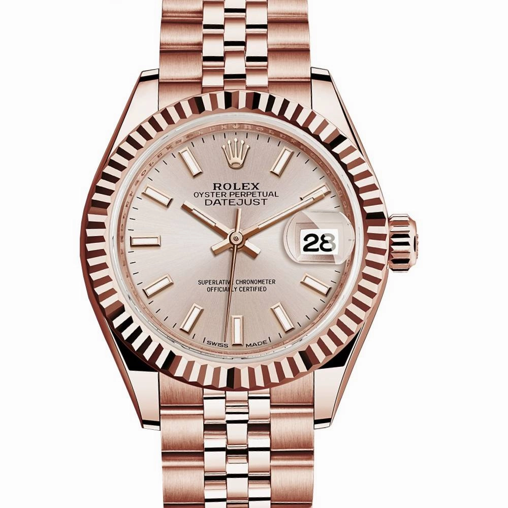 Rolex Lady Datejust 28mm - Ref: 279175-0003 - Sundust Dial, 18K Rose Gold Jubilee Bracelet Women's Watch