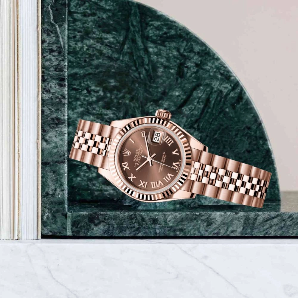 Rolex Lady Datejust 28mm - Ref: 279175-0015 - Chocolate Dial, 18K Rose Gold Jubilee Bracelet Women's Watch