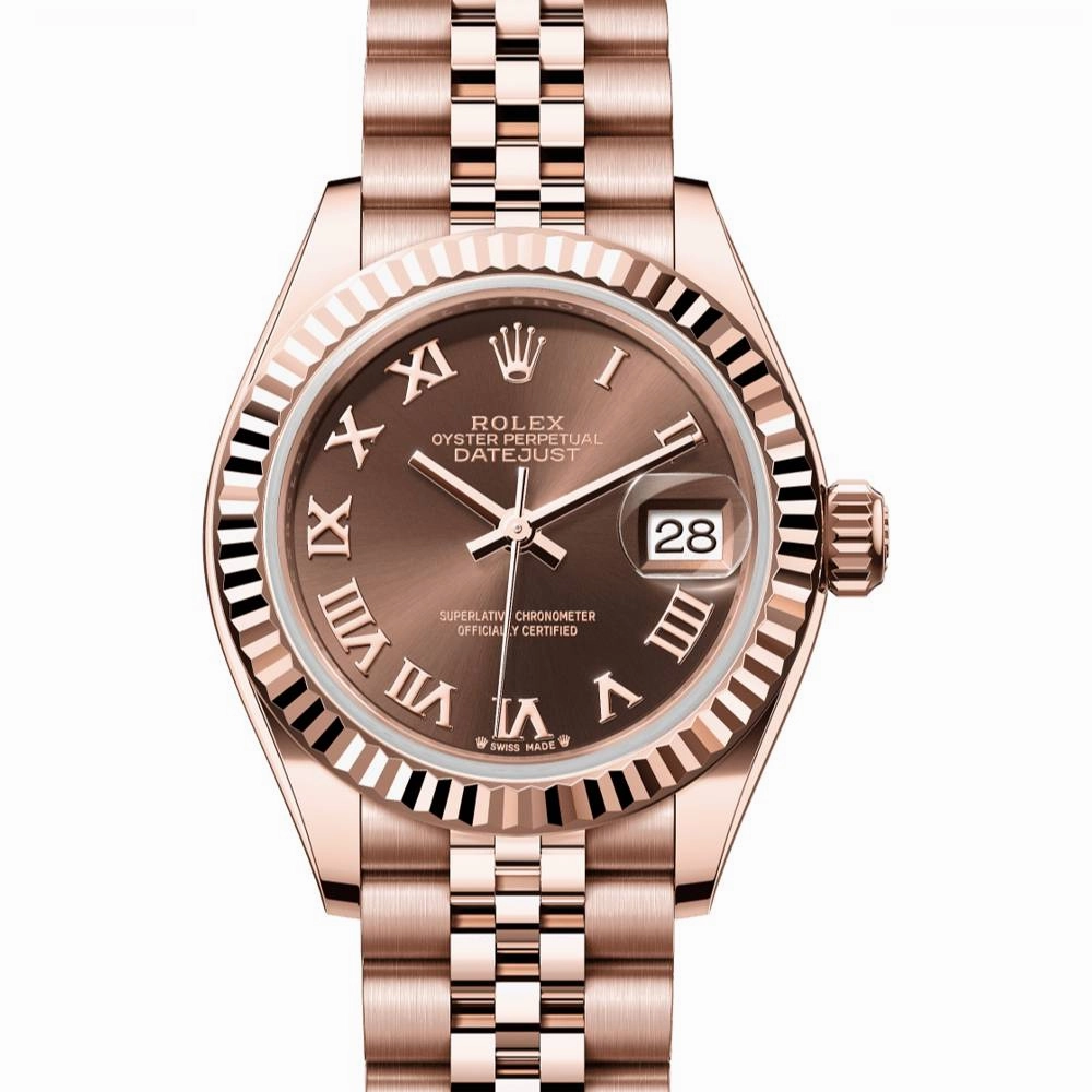 Rolex Lady Datejust 28mm - Ref: 279175-0015 - Chocolate Dial, 18K Rose Gold Jubilee Bracelet Women's Watch