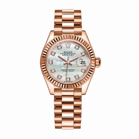 Rolex Lady Datejust 28mm - Ref: 279175-0017 - White Mother of Pearl Dial, 18K Rose Gold President Bracelet Women's Watch