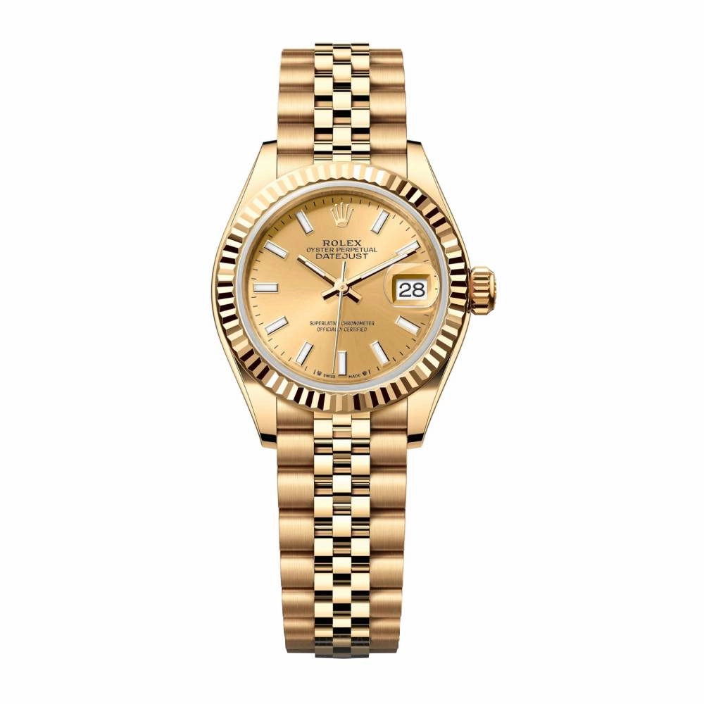 Rolex Lady Datejust 28mm - Ref: 279178-0003 - Champagne Dial, 18K Yellow Gold Jubilee Bracelet Women's Watch