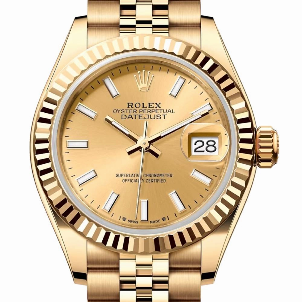 Rolex Lady Datejust 28mm - Ref: 279178-0003 - Champagne Dial, 18K Yellow Gold Jubilee Bracelet Women's Watch