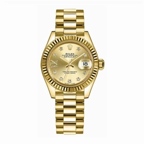Rolex Lady Datejust 28mm - Ref: 279178-0013 - Champagne Dial, 18K Yellow Gold President Bracelet Women's Watch