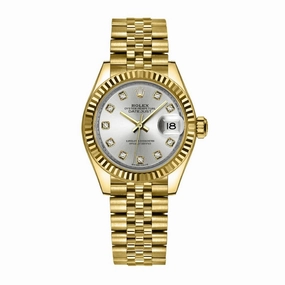 Rolex Lady-Datejust 28mm - Ref: 279178-0016 - Silver Diamond Dial, 18K Yellow Gold Jubilee Bracelet Women's Watch