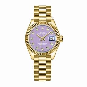 Rolex Lady Datejust 28mm - Ref: 279178-0018 - Purple Dial, 18K Yellow Gold President Bracelet Women's Watch