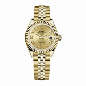 Rolex Lady-Datejust 28mm - Ref: 279178-0023 - Champagne Roman Dial, 18K Yellow Gold Jubilee Bracelet Women's Watch