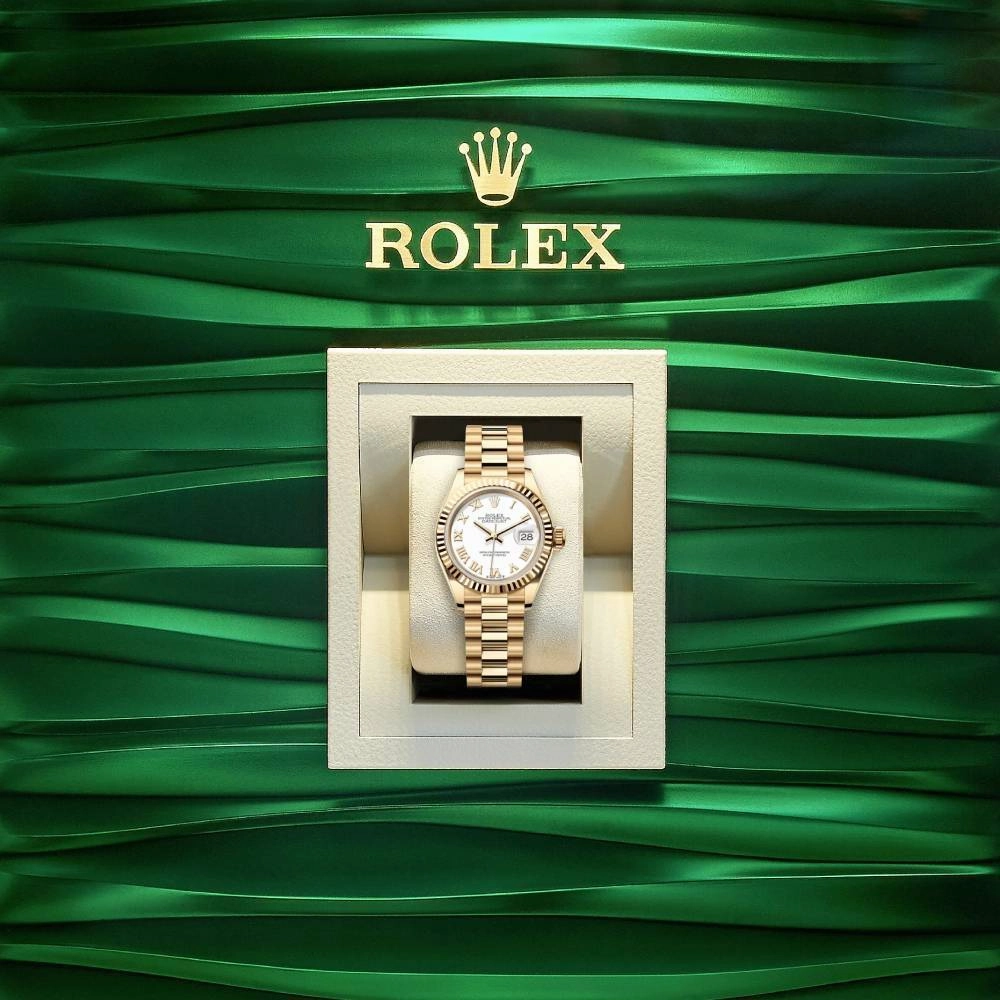 Rolex Lady-Datejust 28mm - Ref: 279178-0029 - White Roman Dial, 18K Yellow Gold President Bracelet Women's Watch