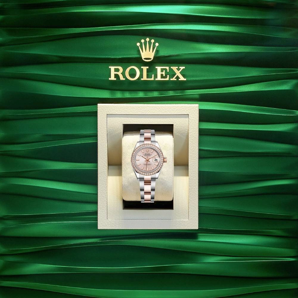 Rolex Lady-Datejust 28mm - Ref: 279381rbr-0002 - Sundust Stick Dial & Diamond Bezel, Two Tone Stainless Steel & 18K Rose Gold Oyster Bracelet Women's Watch