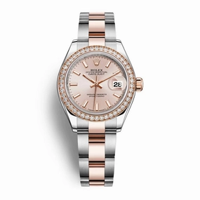 Rolex Lady-Datejust 28mm - Ref: 279381rbr-0002 - Sundust Stick Dial & Diamond Bezel, Two Tone Stainless Steel & 18K Rose Gold Oyster Bracelet Women's Watch