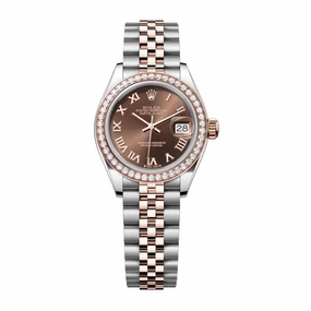 Rolex Lady-Datejust 28mm - Ref: 279381rbr-0009 - Chocolate Roman Dial & Diamond Bezel, Two Tone Stainless Steel & 18K Rose Gold Jubilee Bracelet Women's Watch