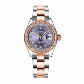 Rolex Lady-Datejust 28mm - Ref: 279381rbr-0016 - Aubergine Purple Diamond Dial & Diamond Bezel, Two Tone Stainless Steel & 18K Rose Gold Oyster Bracelet Women's Watch
