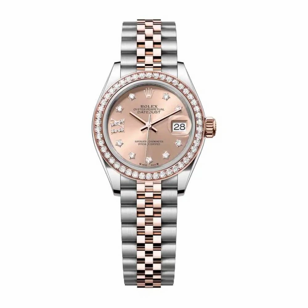 Rolex Lady-Datejust 28mm - Ref: 279381rbr-0027 - Rose Diamond Dial & Diamond Bezel, Two Tone Stainless Steel & 18K Rose Gold Jubilee Bracelet Women's Watch