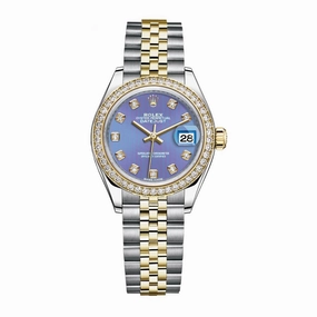 Rolex Lady-Datejust 28mm - Ref: 279383rbr-0015 - Lavender Purple Diamond Dial & Diamond Bezel, Two Tone Stainless Steel & 18K Yellow Gold Jubilee Bracelet Women's Watch